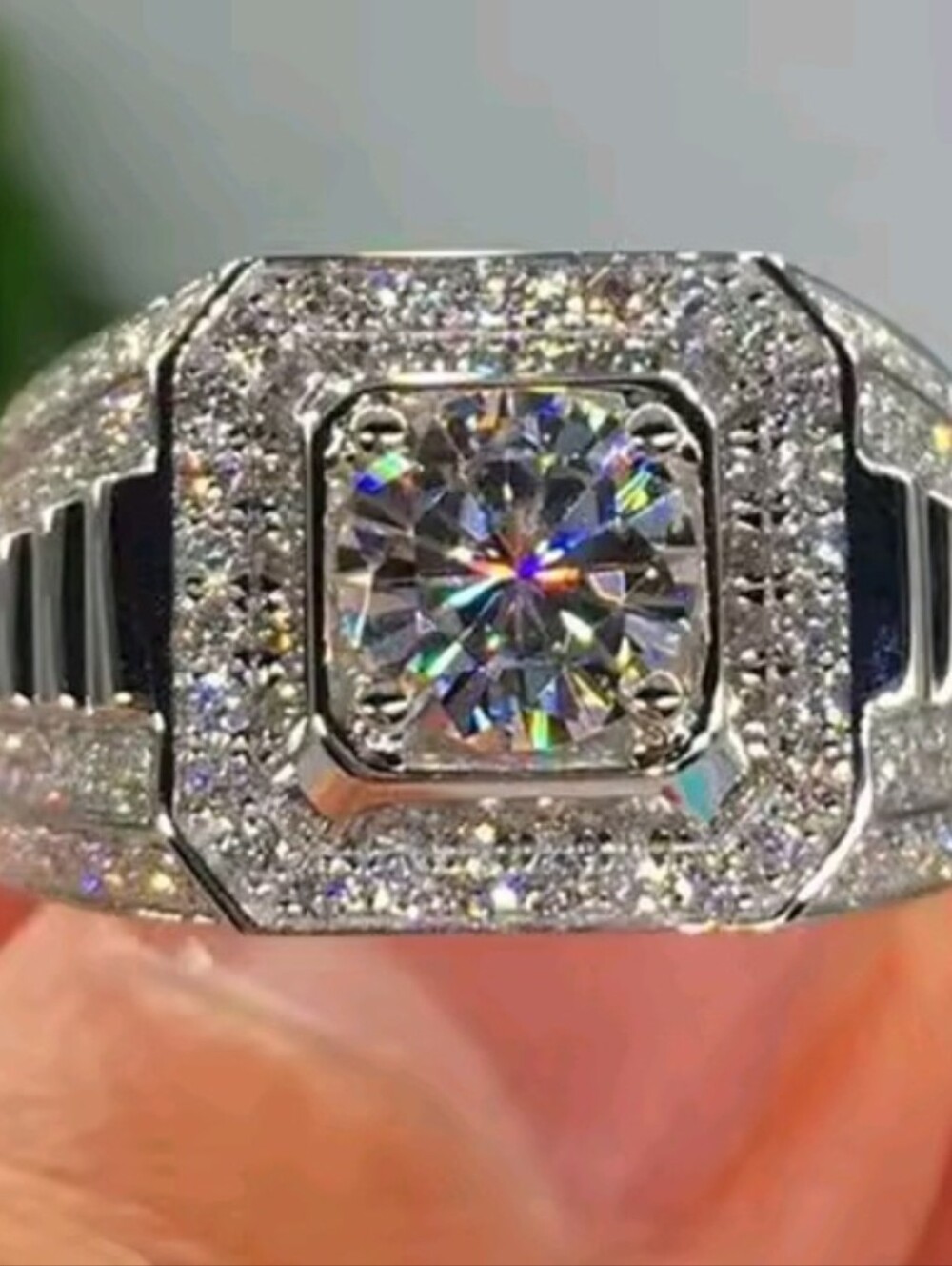 Men's Size 9 Hip Hop Rhinestone Iced Out Bling Ring
